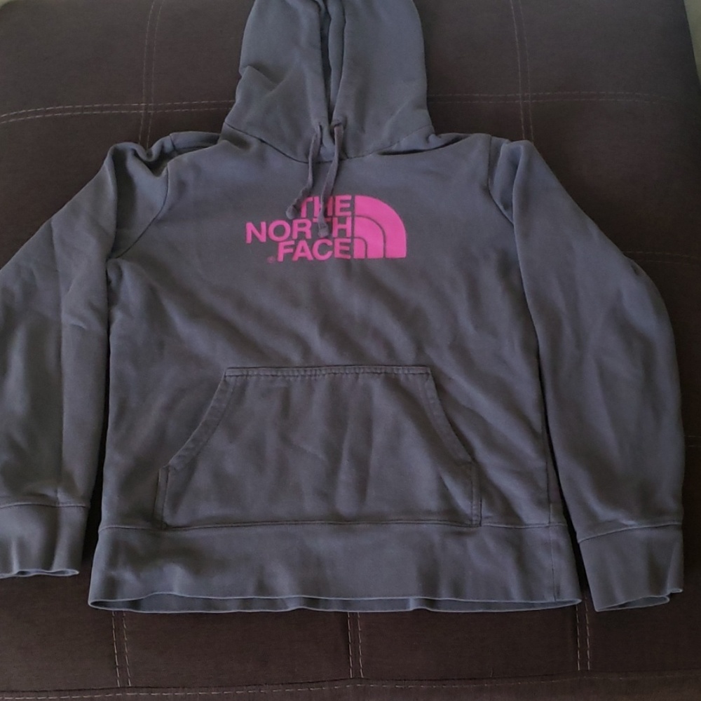 Women's North Face hoodie Grey & Pink Medium